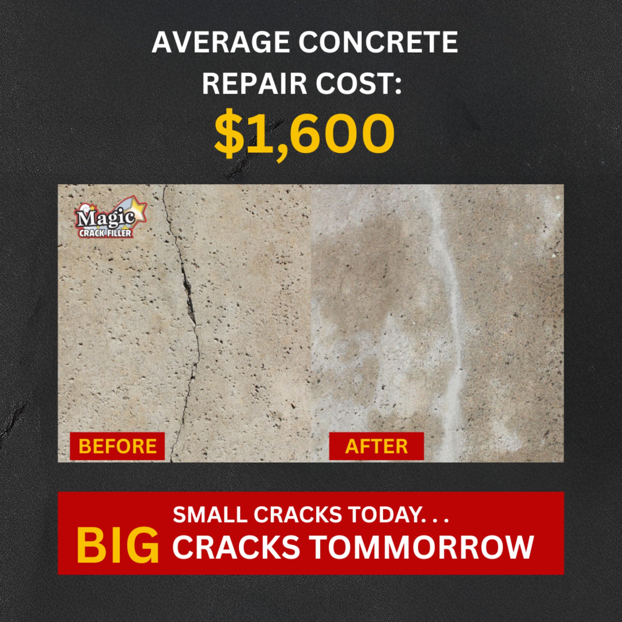 Logical Resource Magic Crack Filler wet-activation demonstrates water-triggered curing.