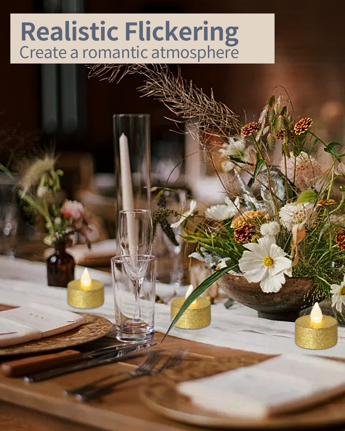 LOGUIDE wedding-dining tealight creates romantic ambience.