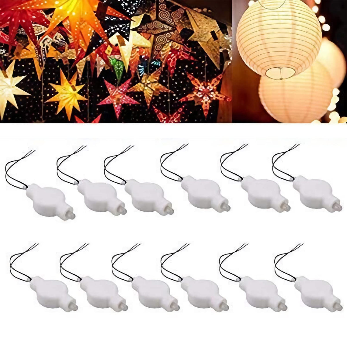 LOGUIDE paper lantern lights illuminate decor with warm white glow for festive setups.