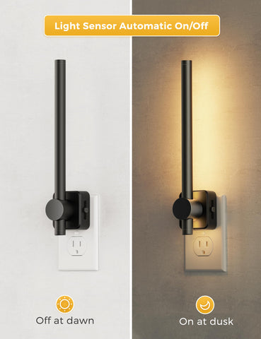 L LOHAS LED plug-in wall night light sits upright without blocking the outlet
