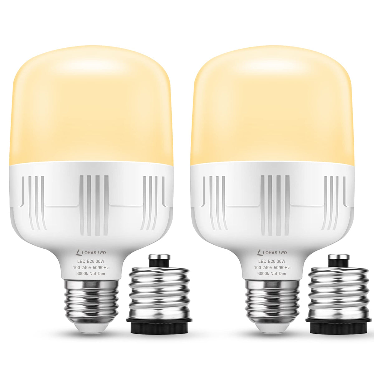 LOHAS LED two-pack high-output E26 bulbs for large spaces.