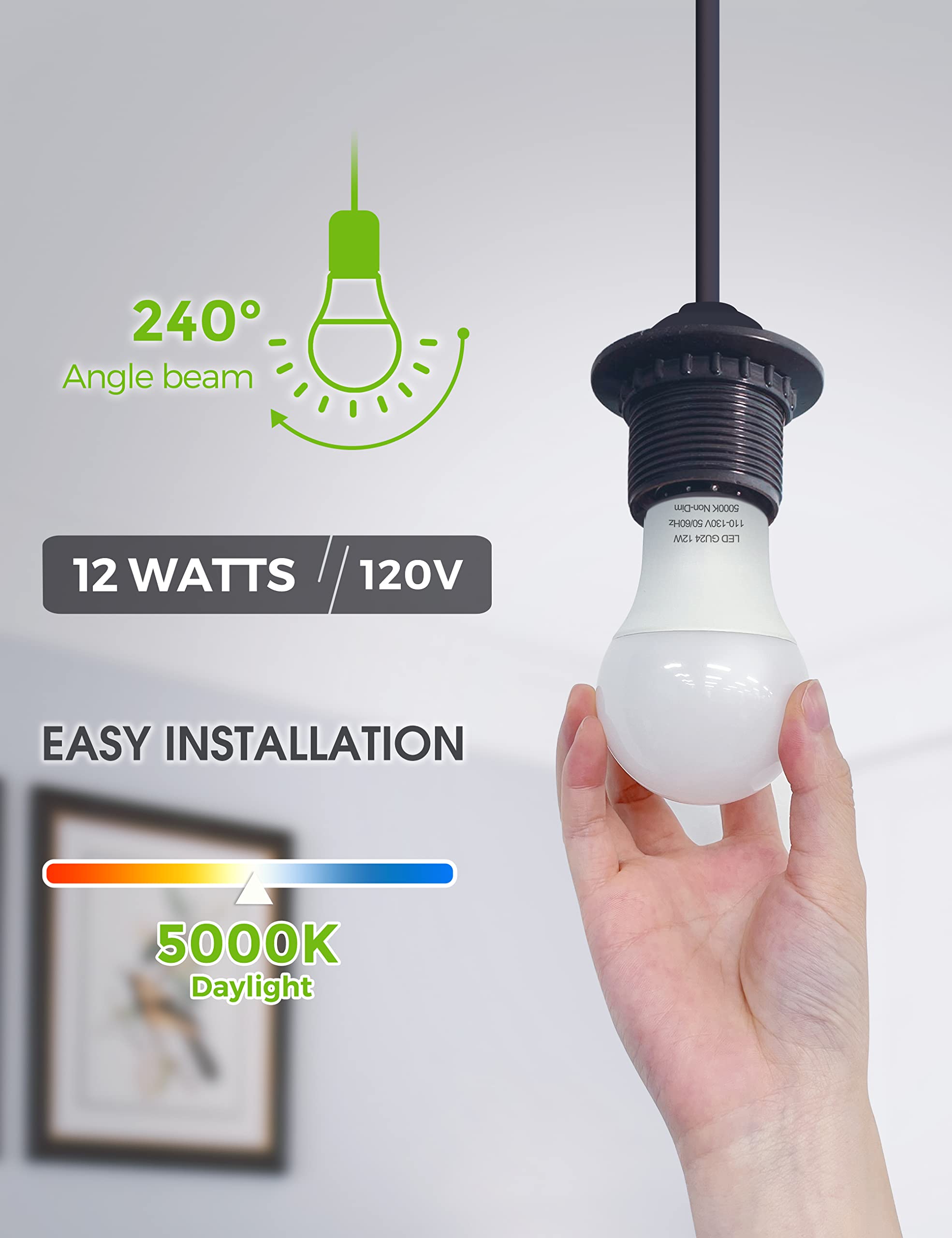L LOHAS LED GU24 bulb long-life performance, up to 30,000 hours of reliable light.