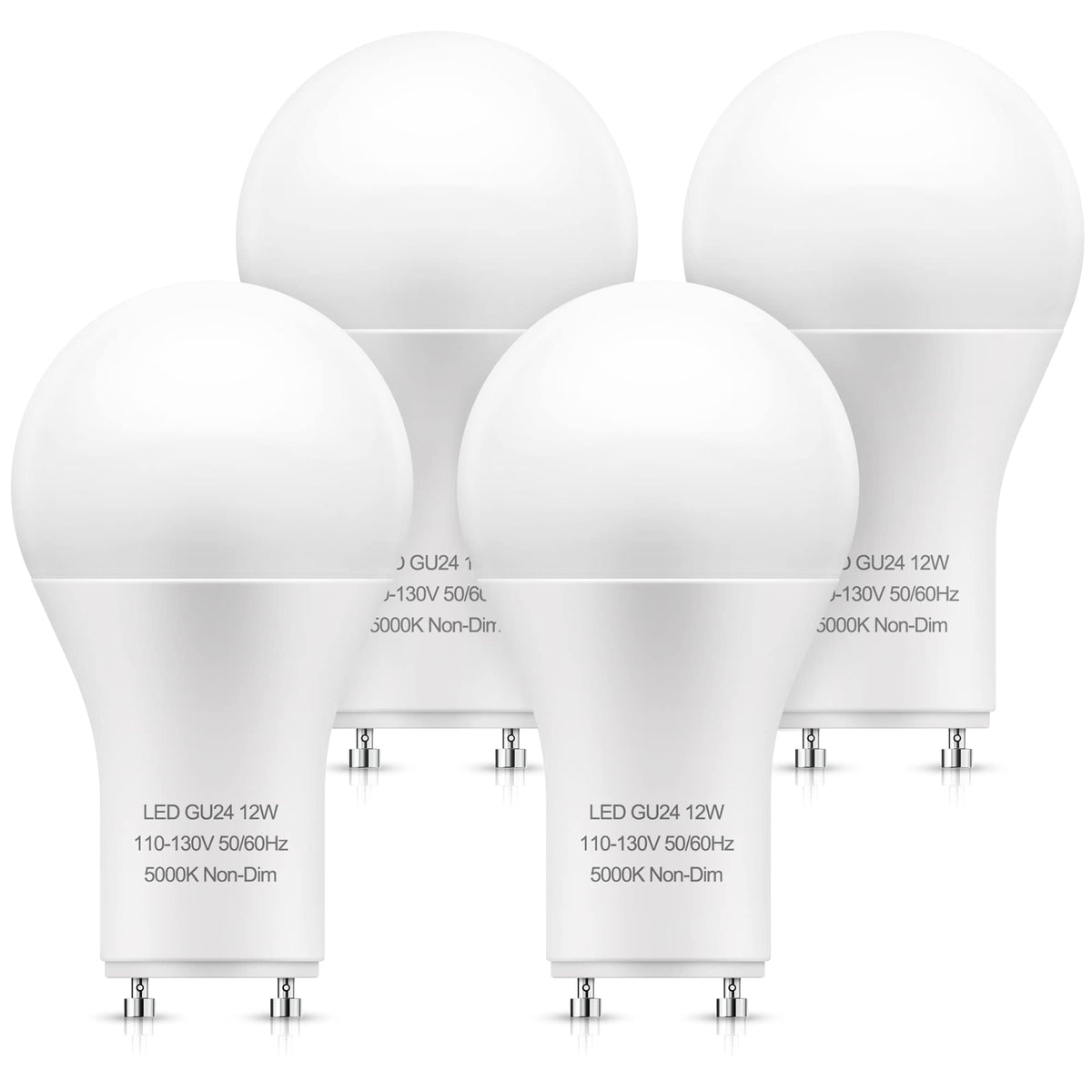 L LOHAS LED GU24 bulb front view, 1200lm daylight for bright, even lighting.