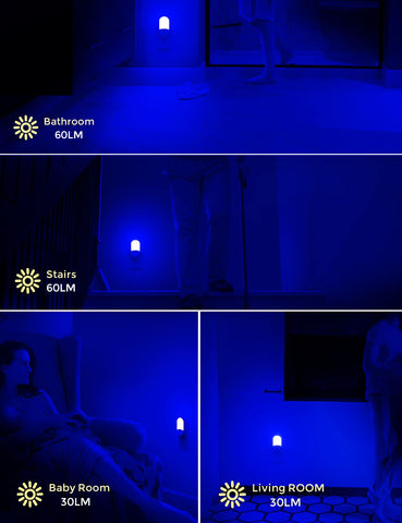 L LOHAS LED 2-pack blue night light offers versatile placement in multiple rooms.