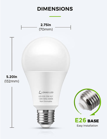 LOHAS LED A21 with E26 base shown for easy retrofits