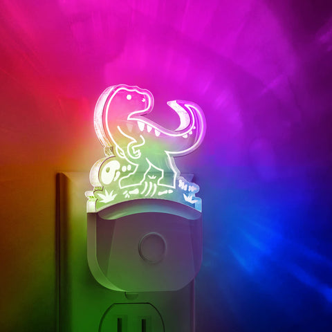 LOHAS LED dinosaur night light with velociraptor design for safe kids' bedtime glow.