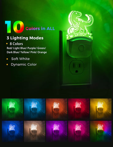 LOHAS LED dinosaur night light Soft White 3000K creates calm darkness.
