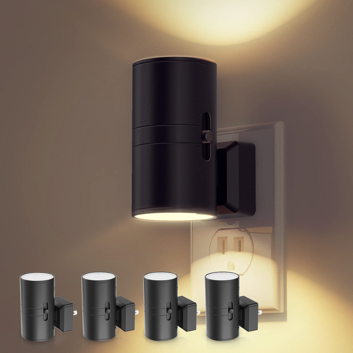 Lohas-LED night light 4-pack plugged into wall for hallway safety.