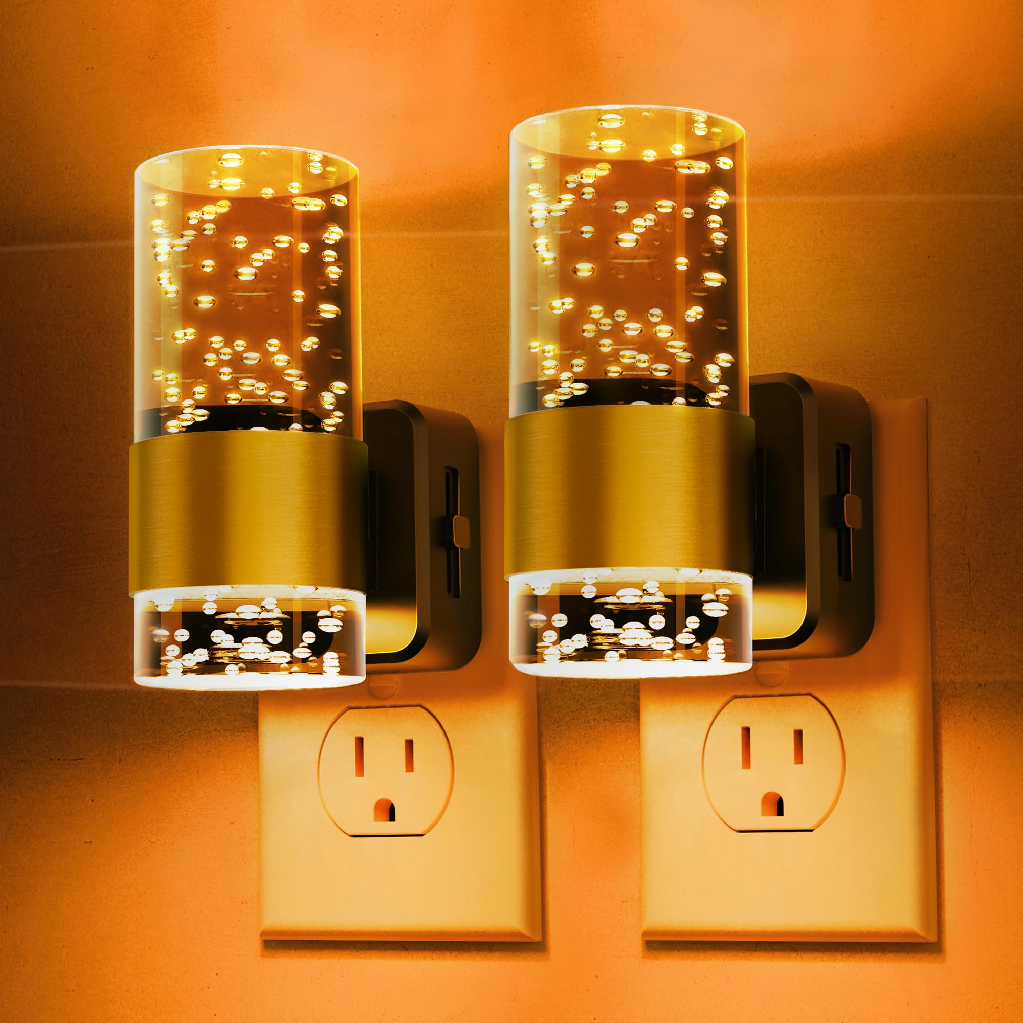 L LOHAS LED amber wall-sconce night light with upward-downward glow for bathrooms and hallways.