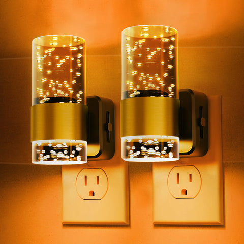 L LOHAS LED amber wall-sconce night light with upward-downward glow for bathrooms and hallways.