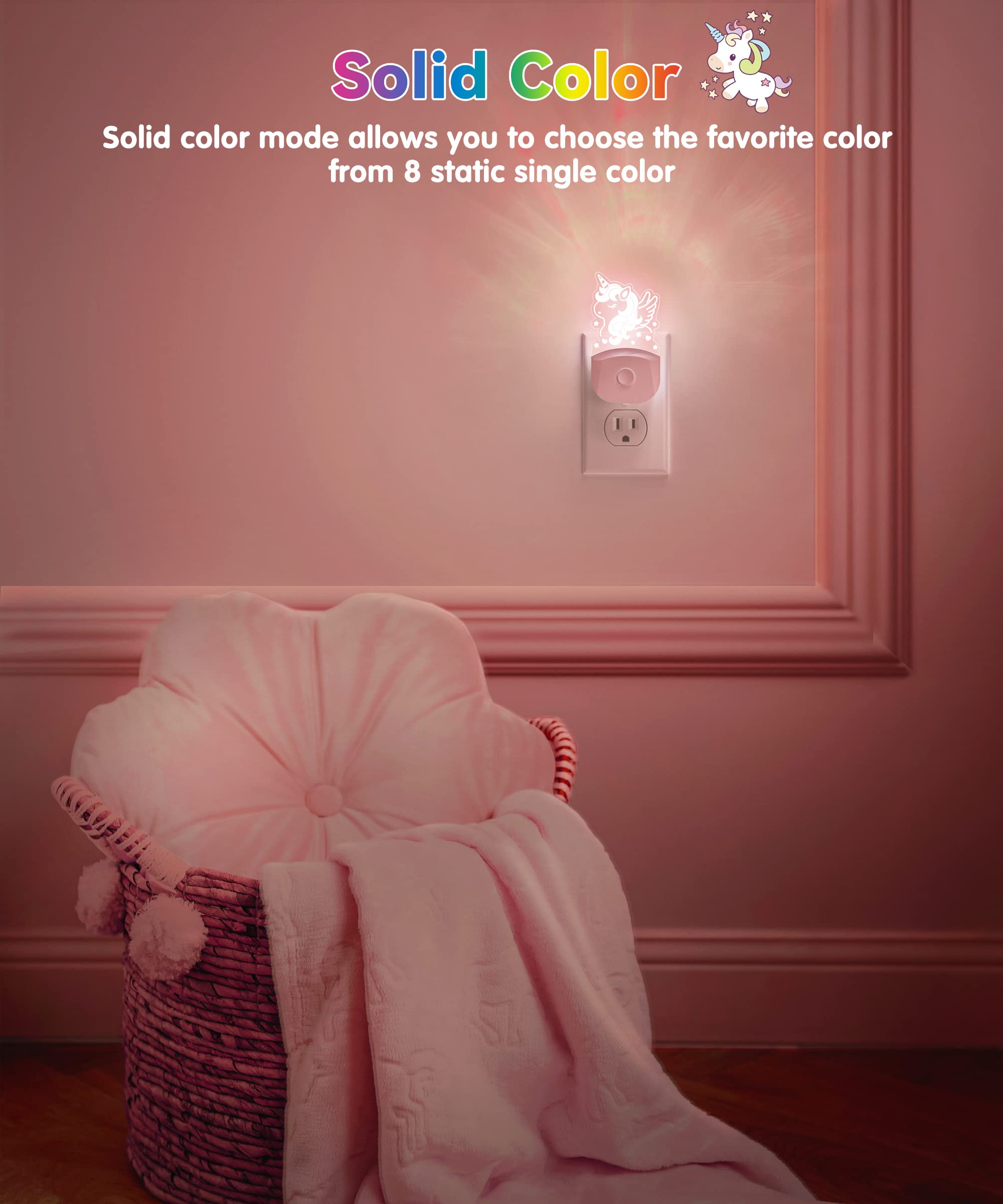 LOHAS LED solid color mode with eight hues for kids' room mood