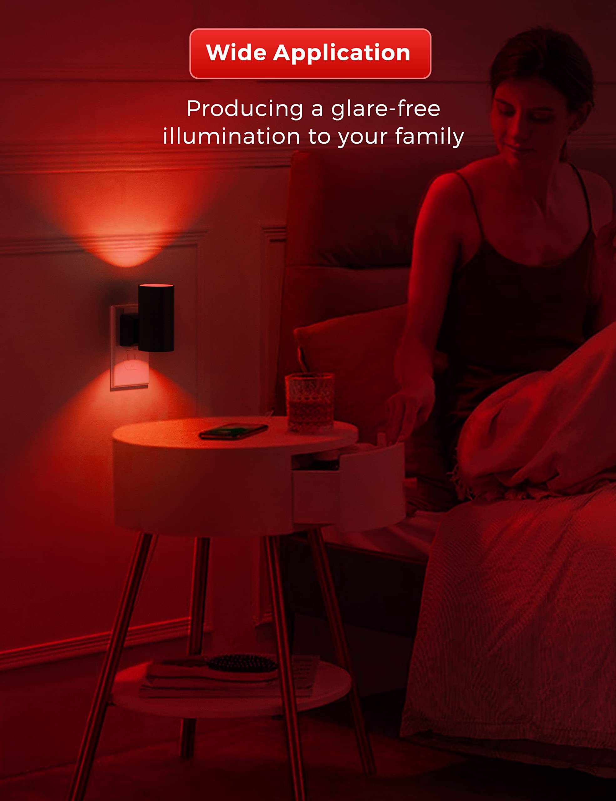 L LOHAS LED cylindrical red night light adds sleep-friendly decor to any room