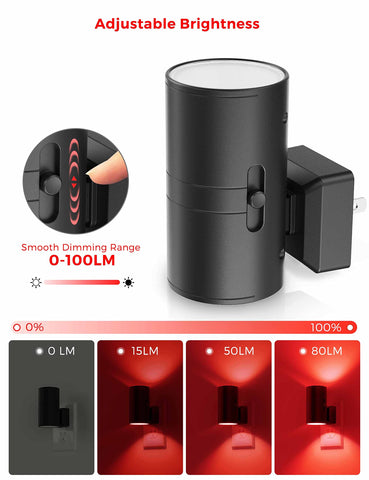 L LOHAS LED dusk-to-dawn sensor activates the red night light automatically at night