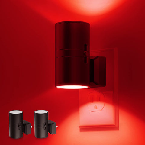 L LOHAS LED red night light two-pack mounted on wall for safe nighttime navigation