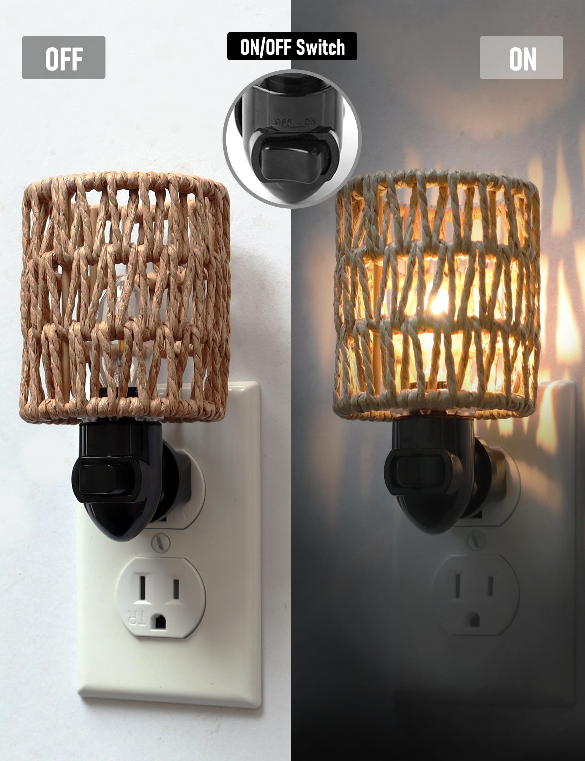 LOIWON plug-in night light with rotating base for flexible positioning.