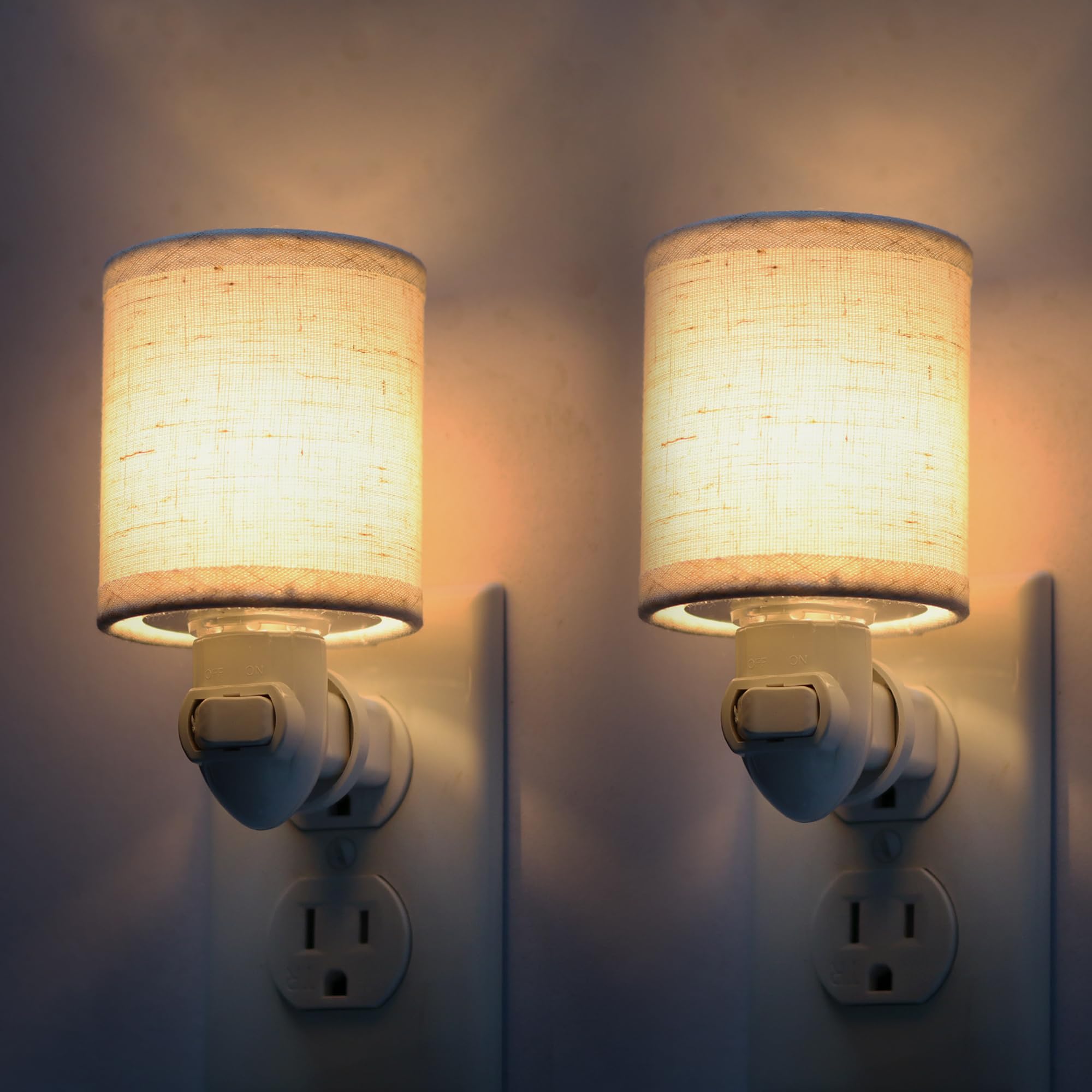 LOIWON vintage night light with linen shade for soft hallway illumination.
