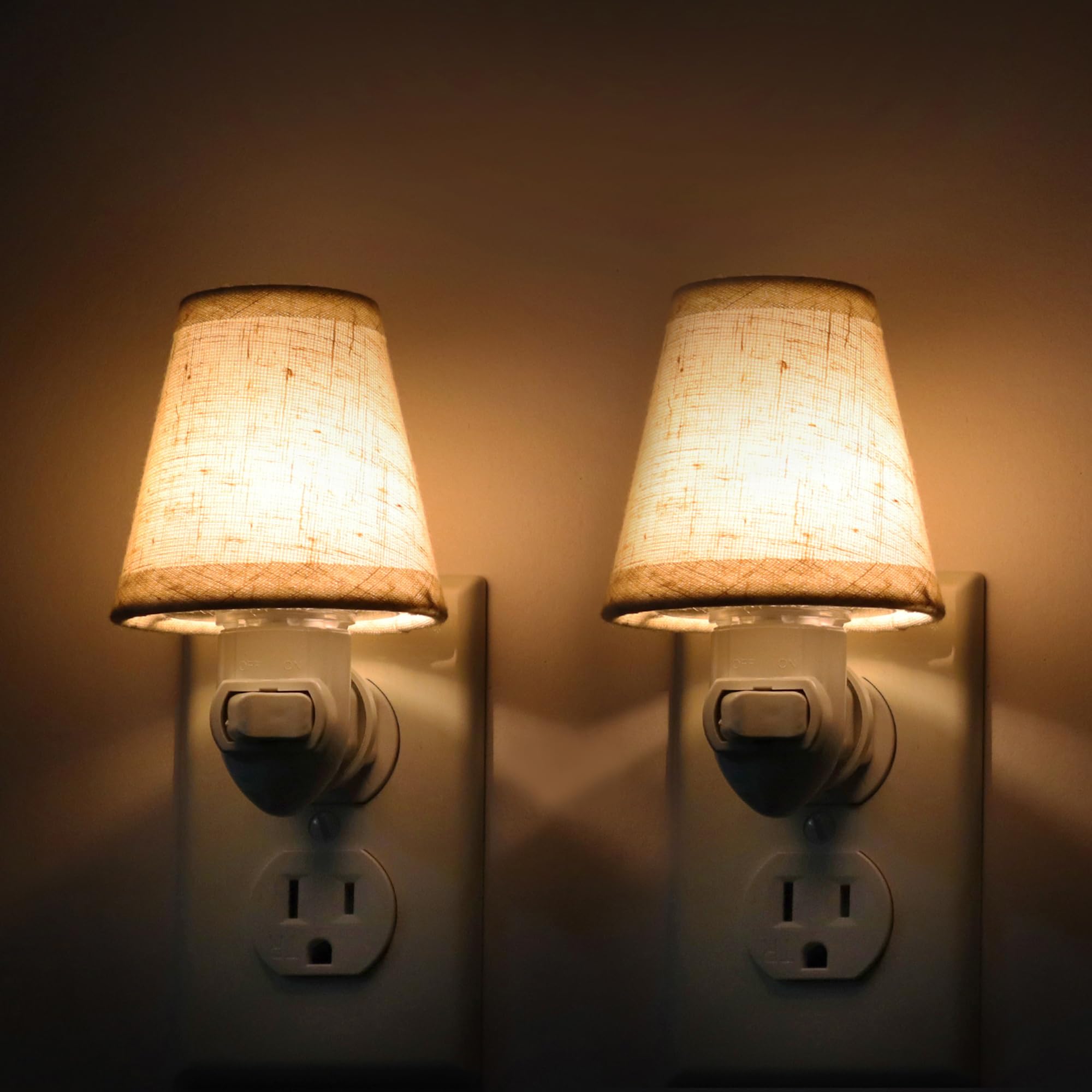 LOIWON vintage plug-in night light 2-pack providing soft warm illumination for nursery and hallway.