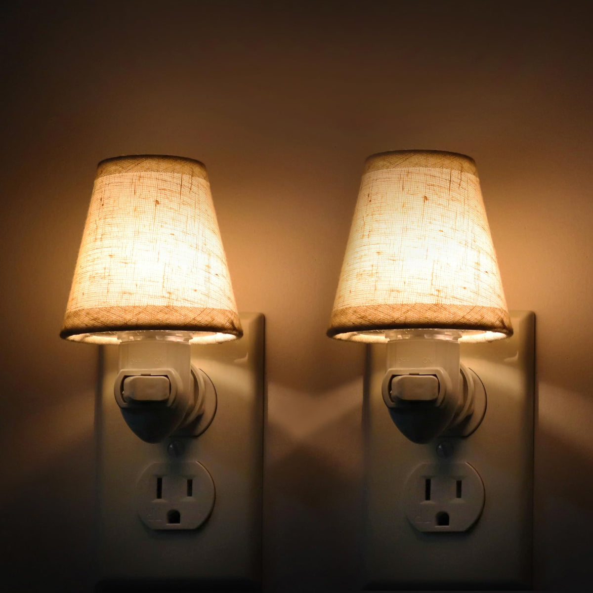 LOIWON vintage plug-in night light 2-pack providing soft warm illumination for nursery and hallway.