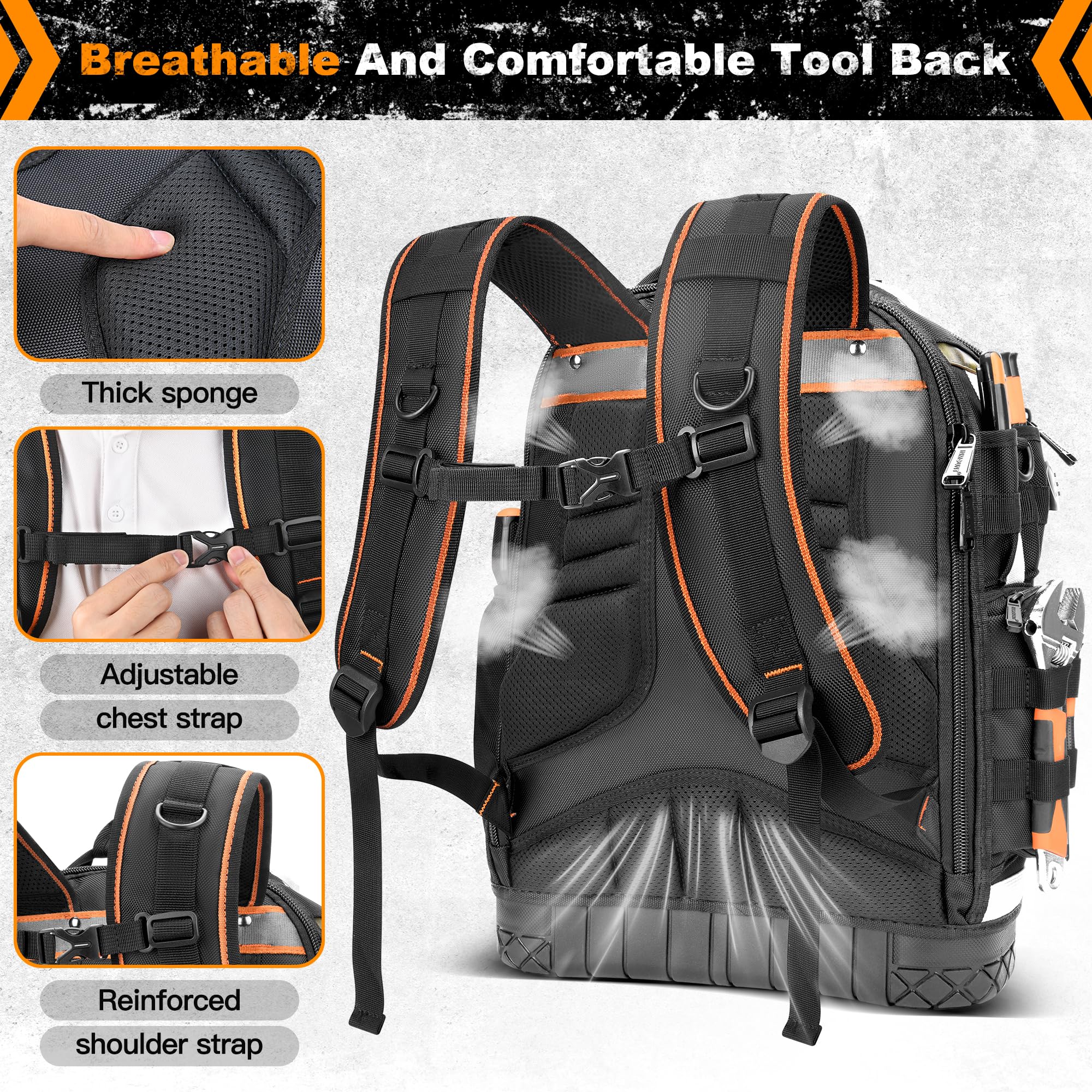 Lokass backpack with built-in 3-digit lock guards tools