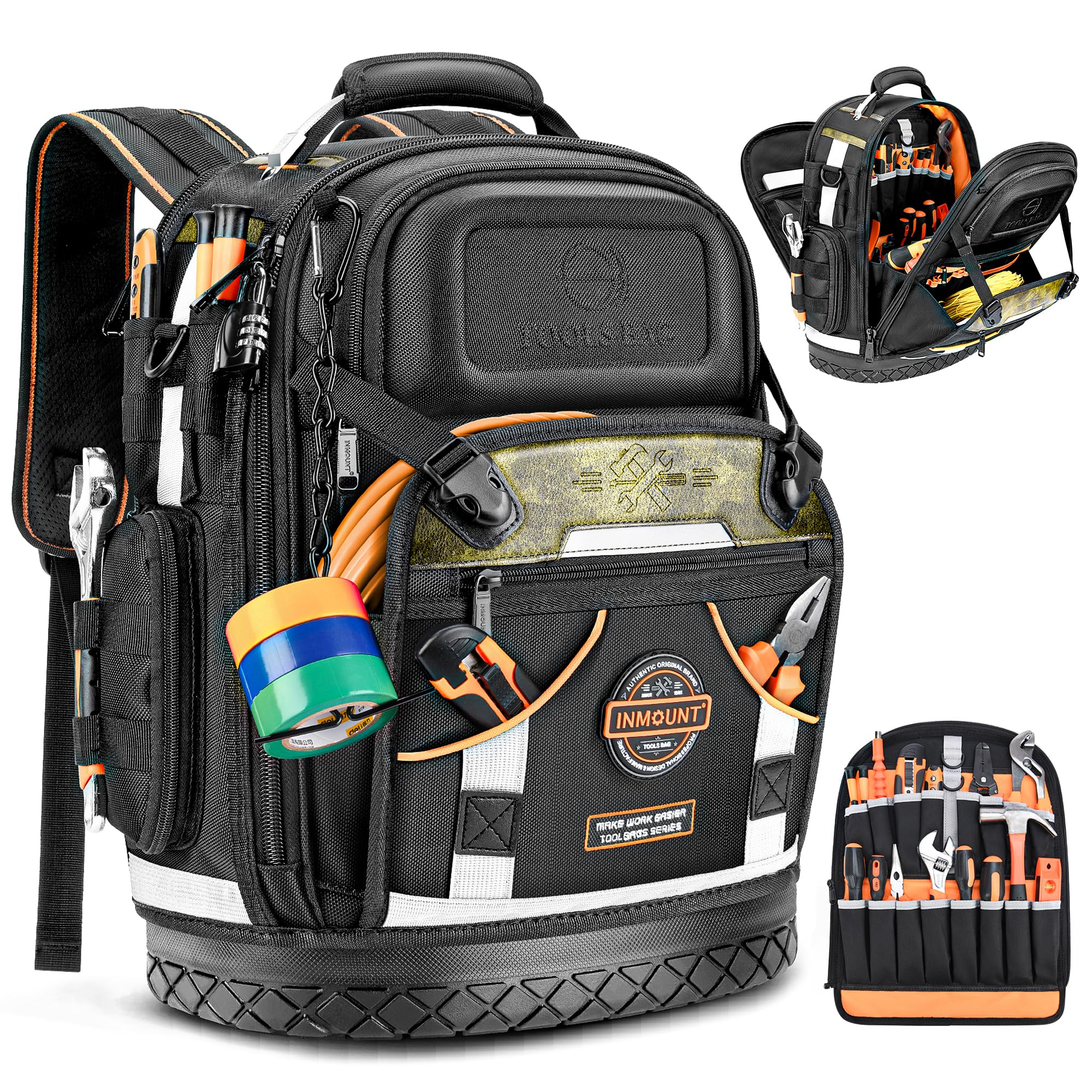 Lokass tool backpack front view shows rugged build for job sites