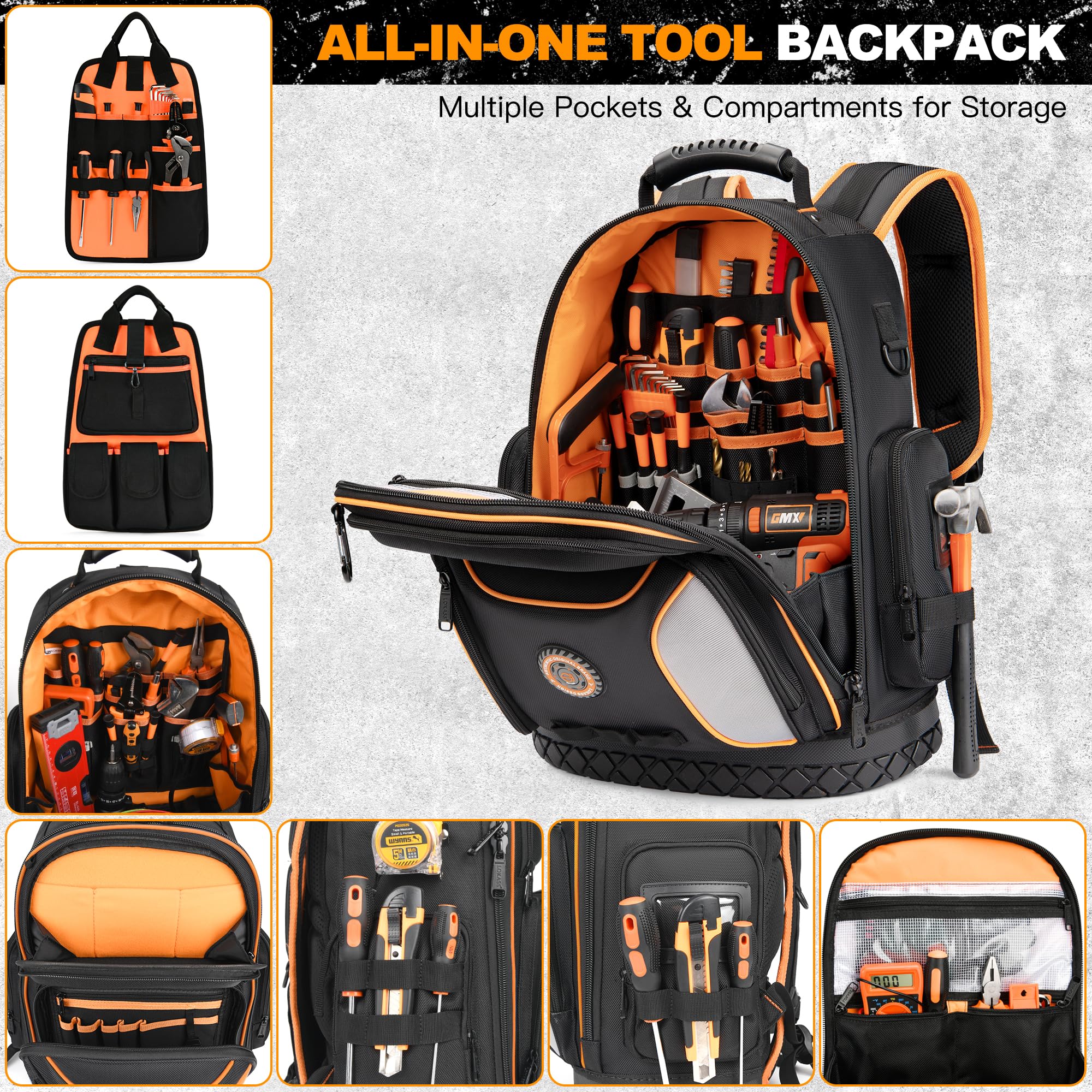 LOKASS tool bag shows moulded base keeping tools upright and protected on site