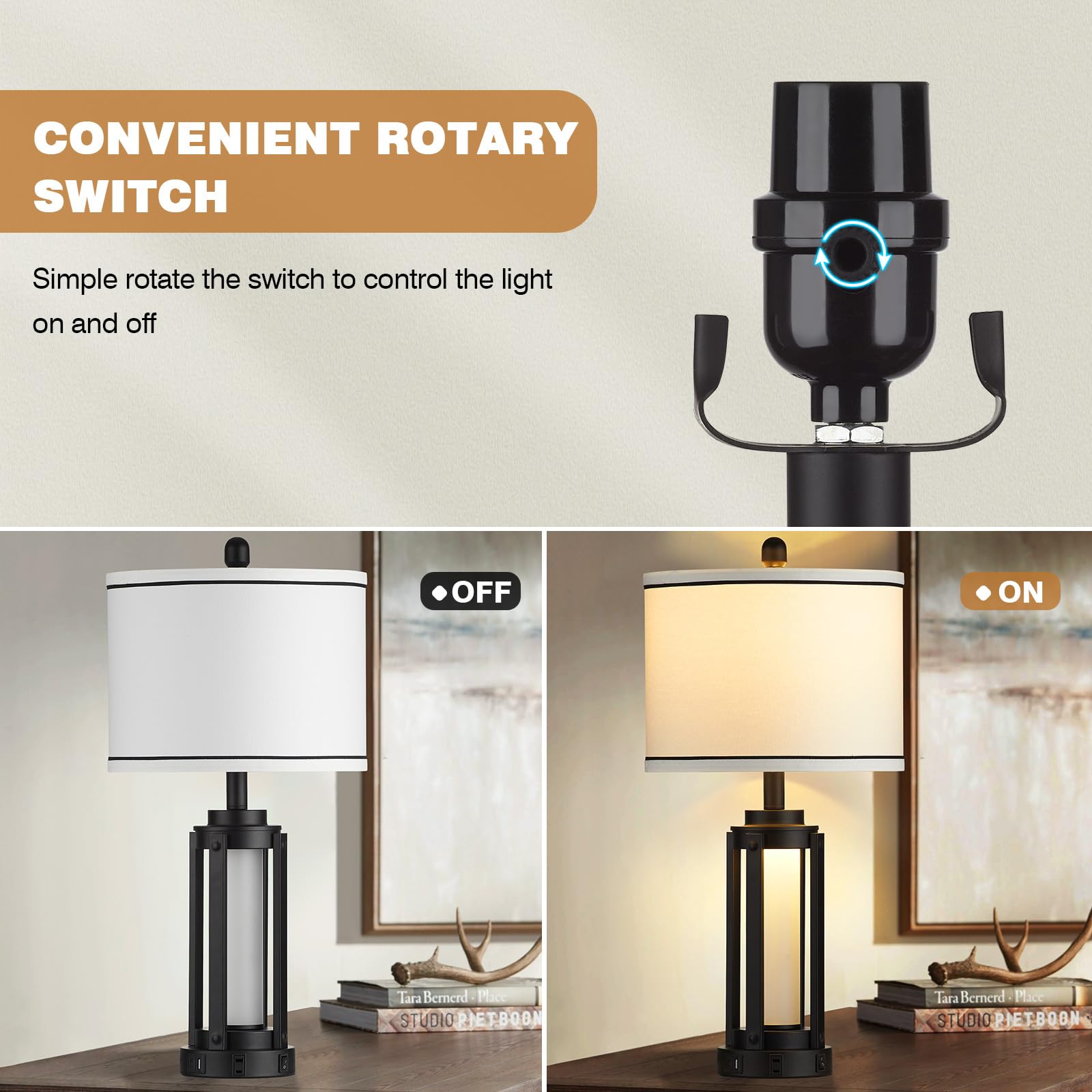 Lolikit bedside lamps with two independent switches for easy control