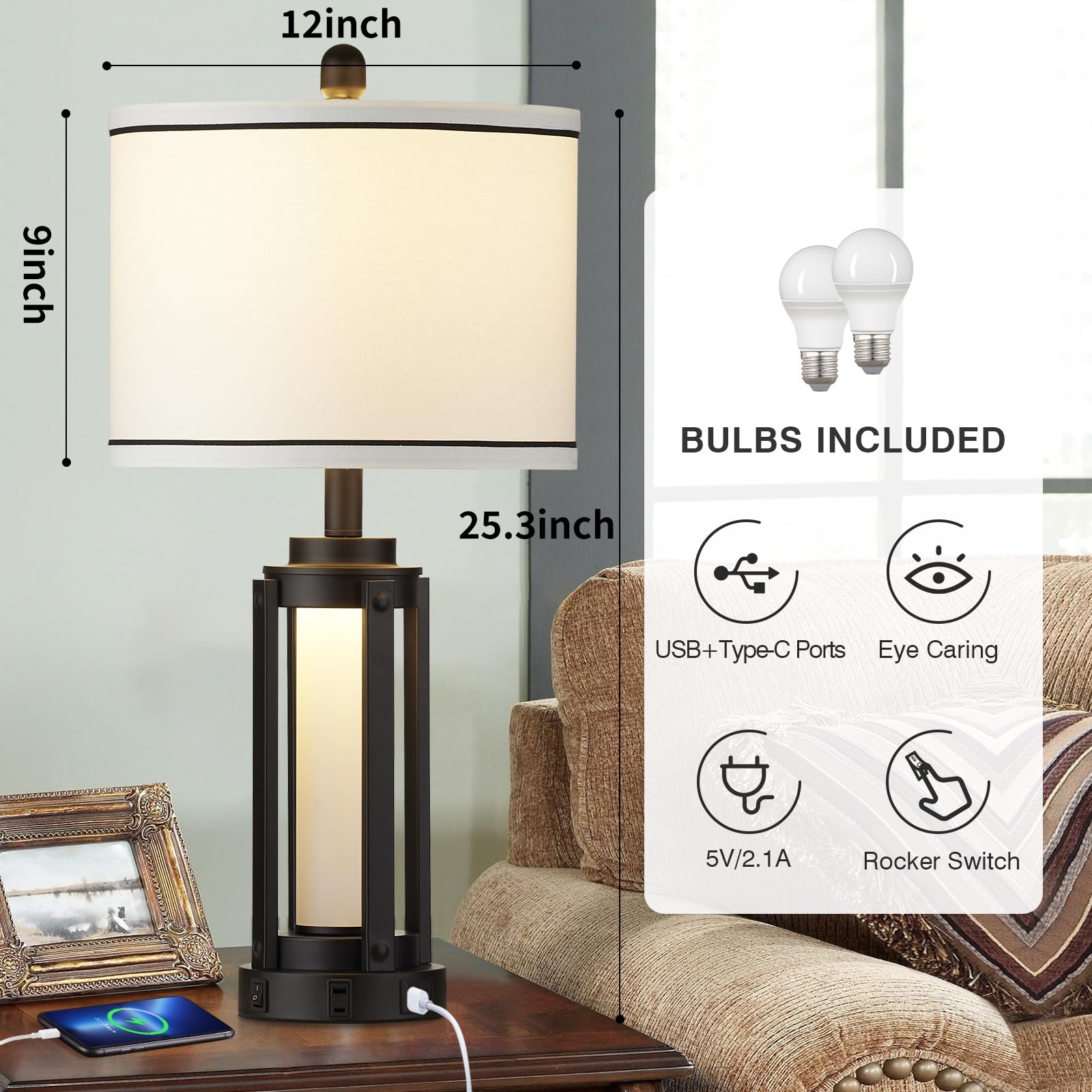 Lolikit four included 6W LED bulbs delivering 2700K warm white light