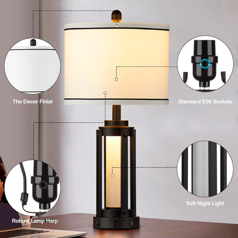 Lolikit lamps showing USB-C port and AC outlet for convenient charging