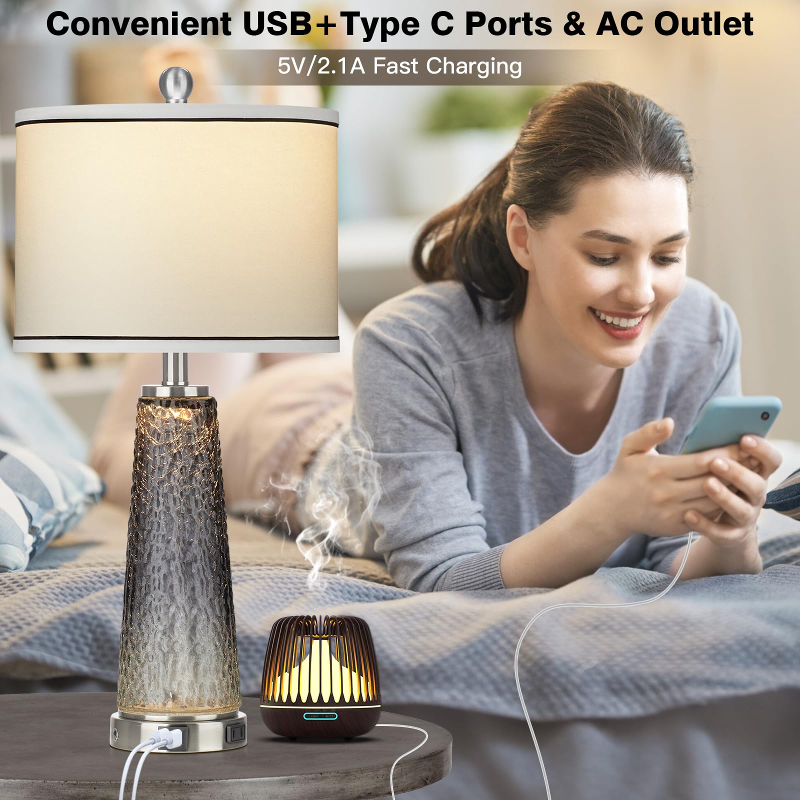 Lolokit 26-inch modern lamps showcase gradient black glass for contemporary rooms.
