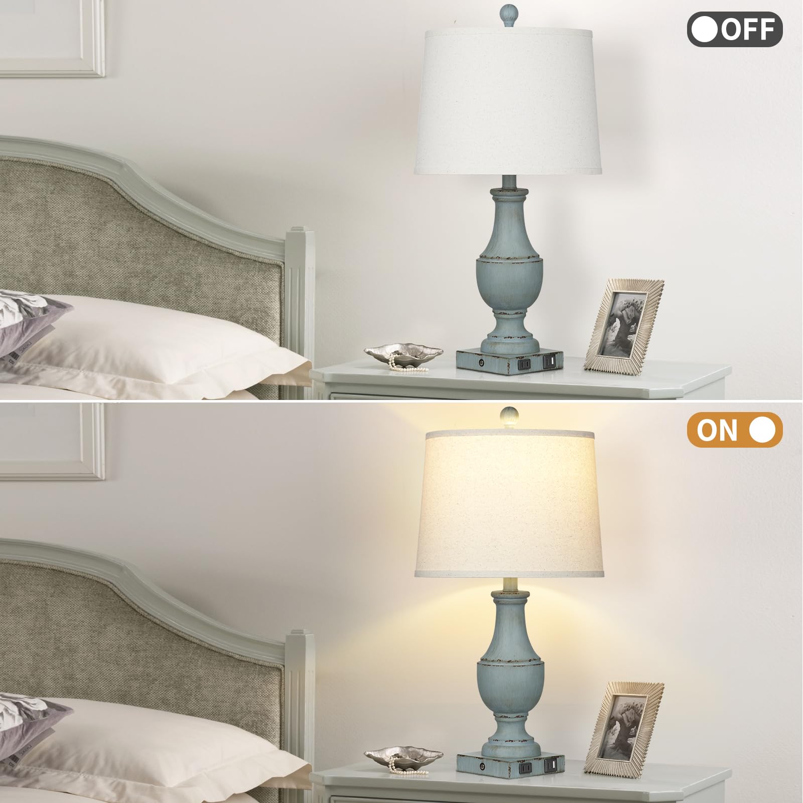 Lolokit antique blue resin finish enhances country cottage decor.