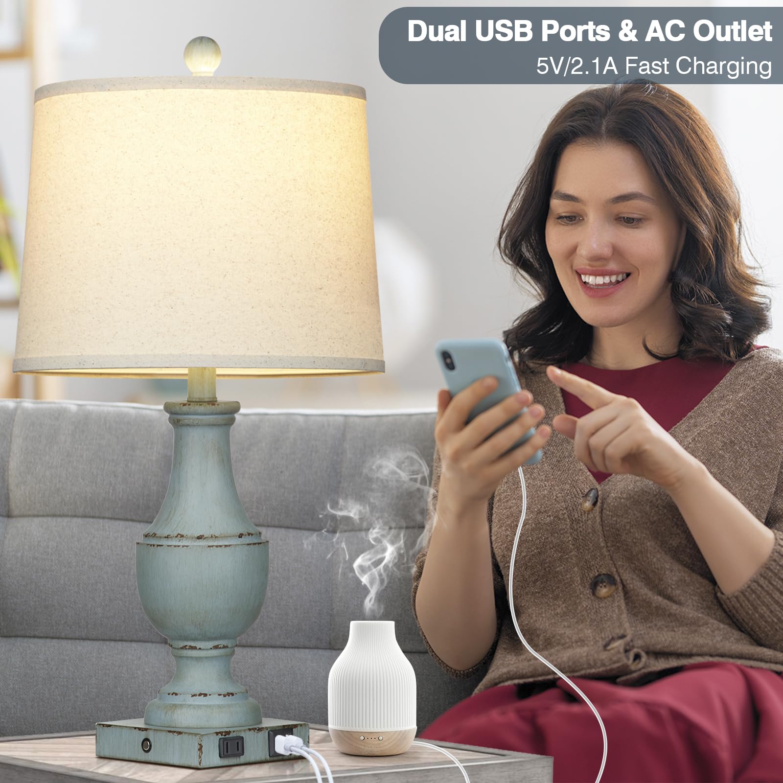Lolokit bedside lamp featuring 3‑way dimming via touch control.