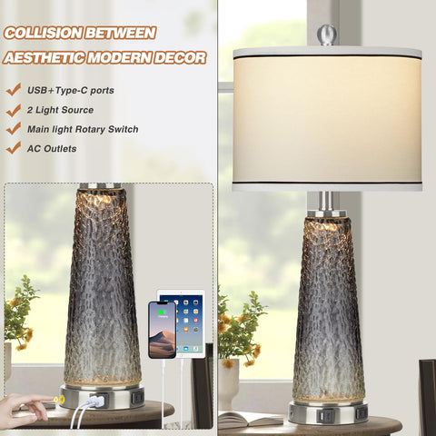 Lolokit bedside lamps with dual controls for main light and night light.