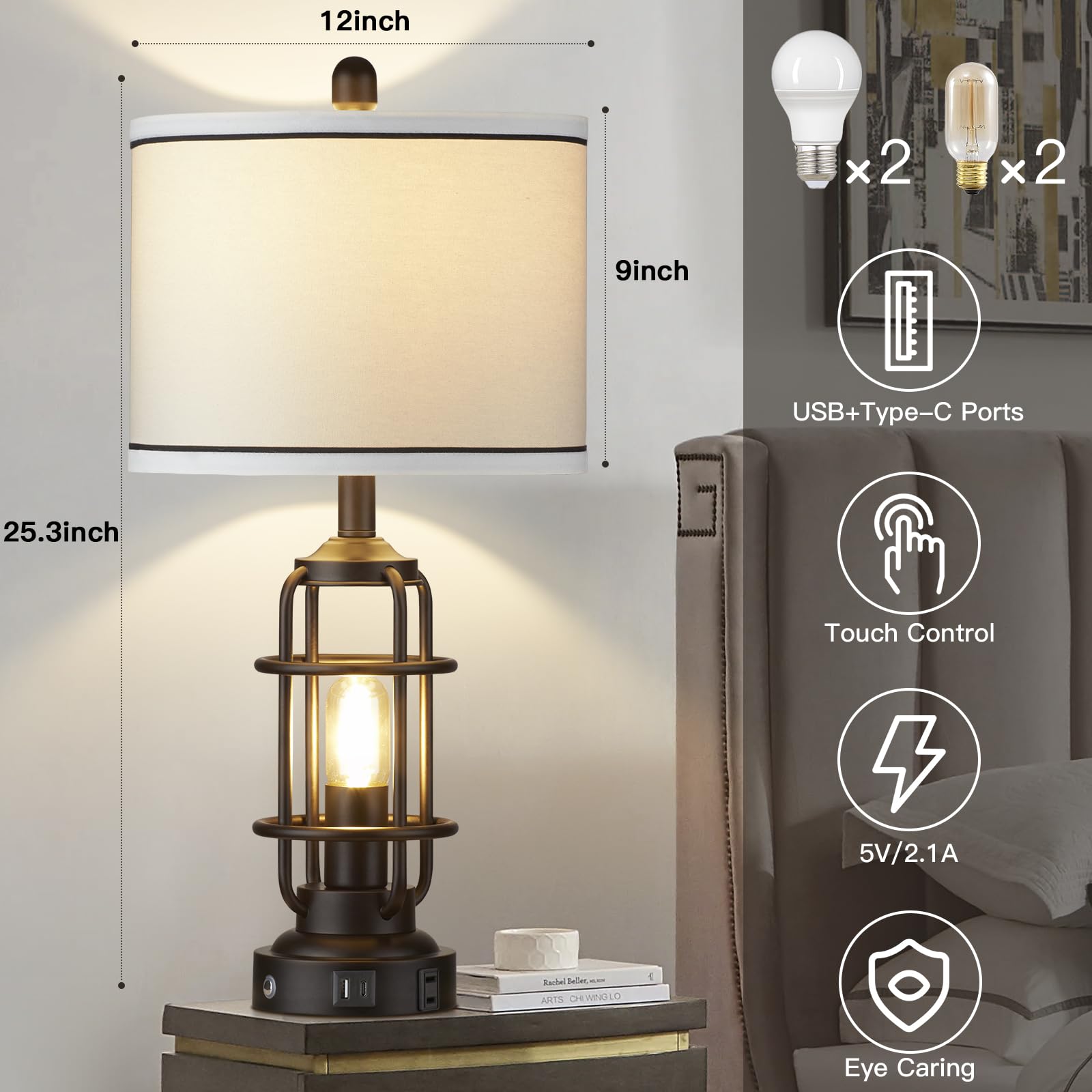 Lolokit industrial design lamps with black metal stand for a bold living room look