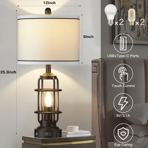 Lolokit industrial design lamps with black metal stand for a bold living room look