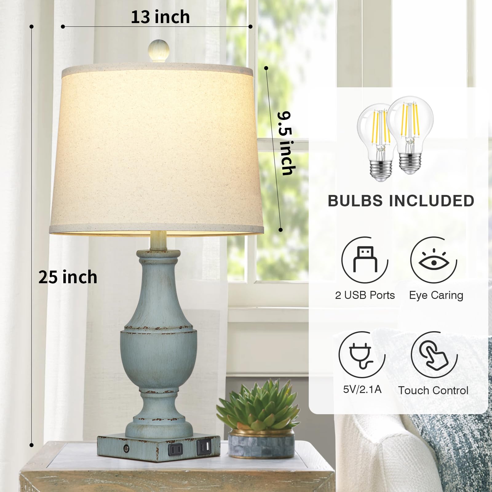 Lolokit table lamp with USB and AC ports for clutter-free charging.