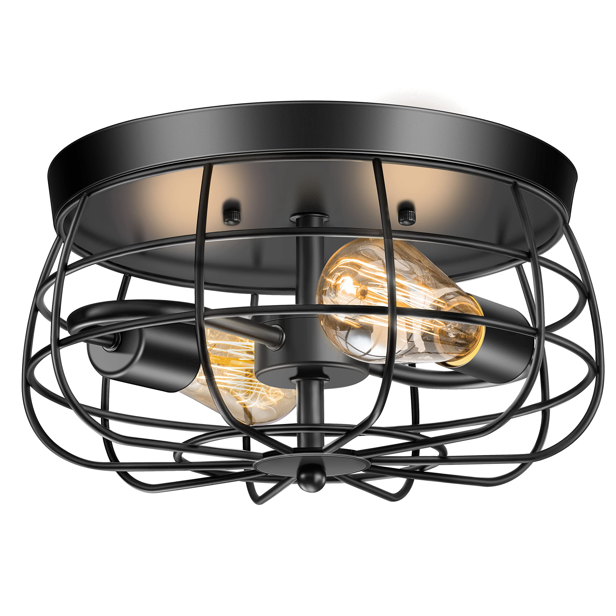 Lomoky 2-Light Farmhouse Ceiling Light with cage adds vintage charm.