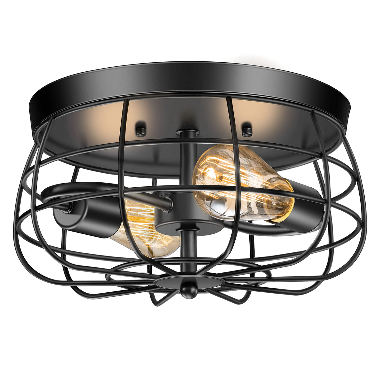 Lomoky 2-Light Farmhouse Ceiling Light with cage adds vintage charm.