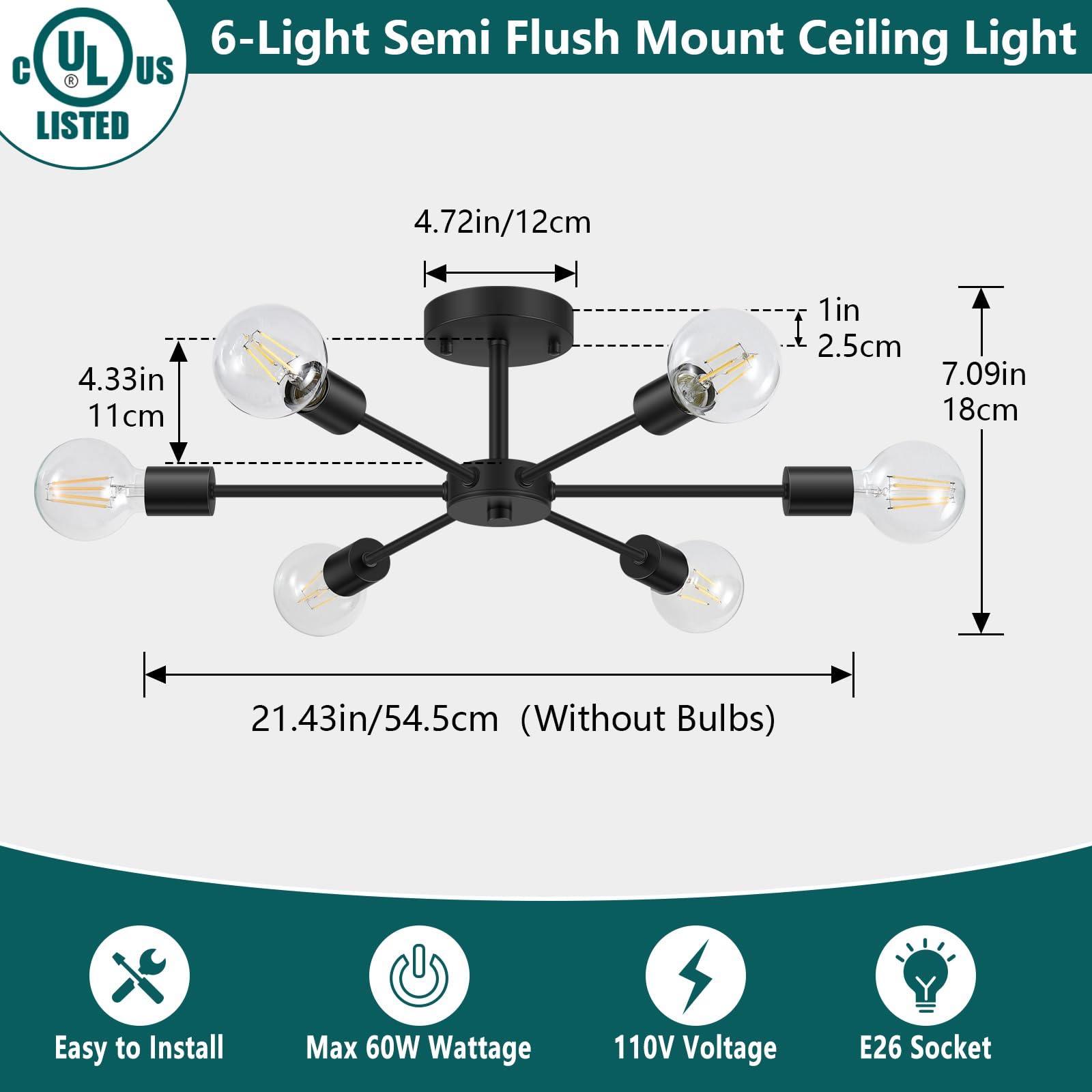 Lomoky E26 base compatibility enables versatile bulb choices for mood settings.