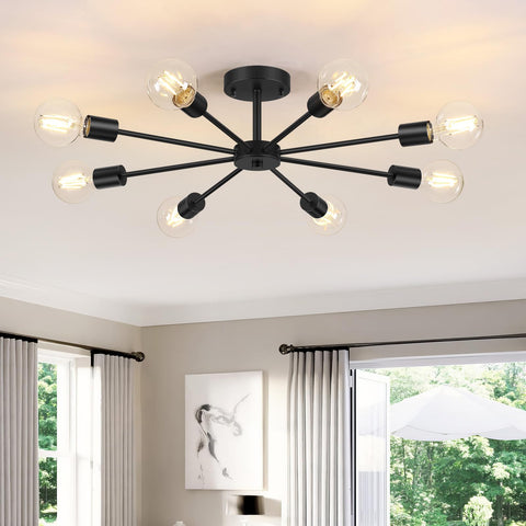 Lomoky 8-Lights Sputnik ceiling light—ample ambient illumination for living rooms and entryways.