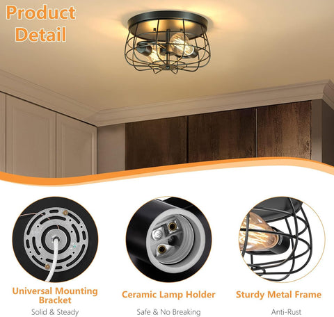 Lomoky UL-certified farmhouse ceiling light for safe, reliable installation.