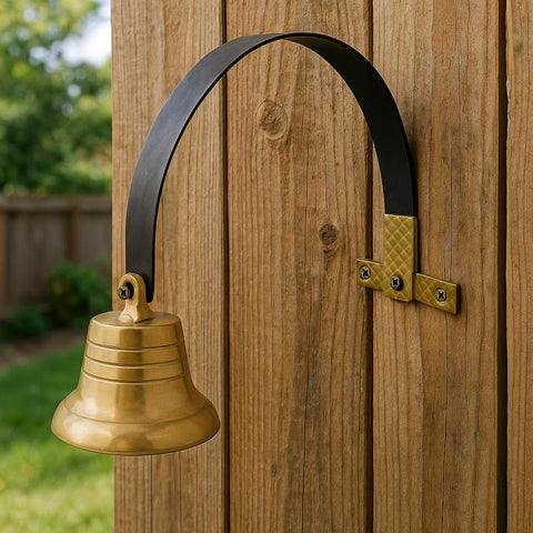 Lone Star Art Shopkeeper Bell brass tone adds vintage charm to shops.