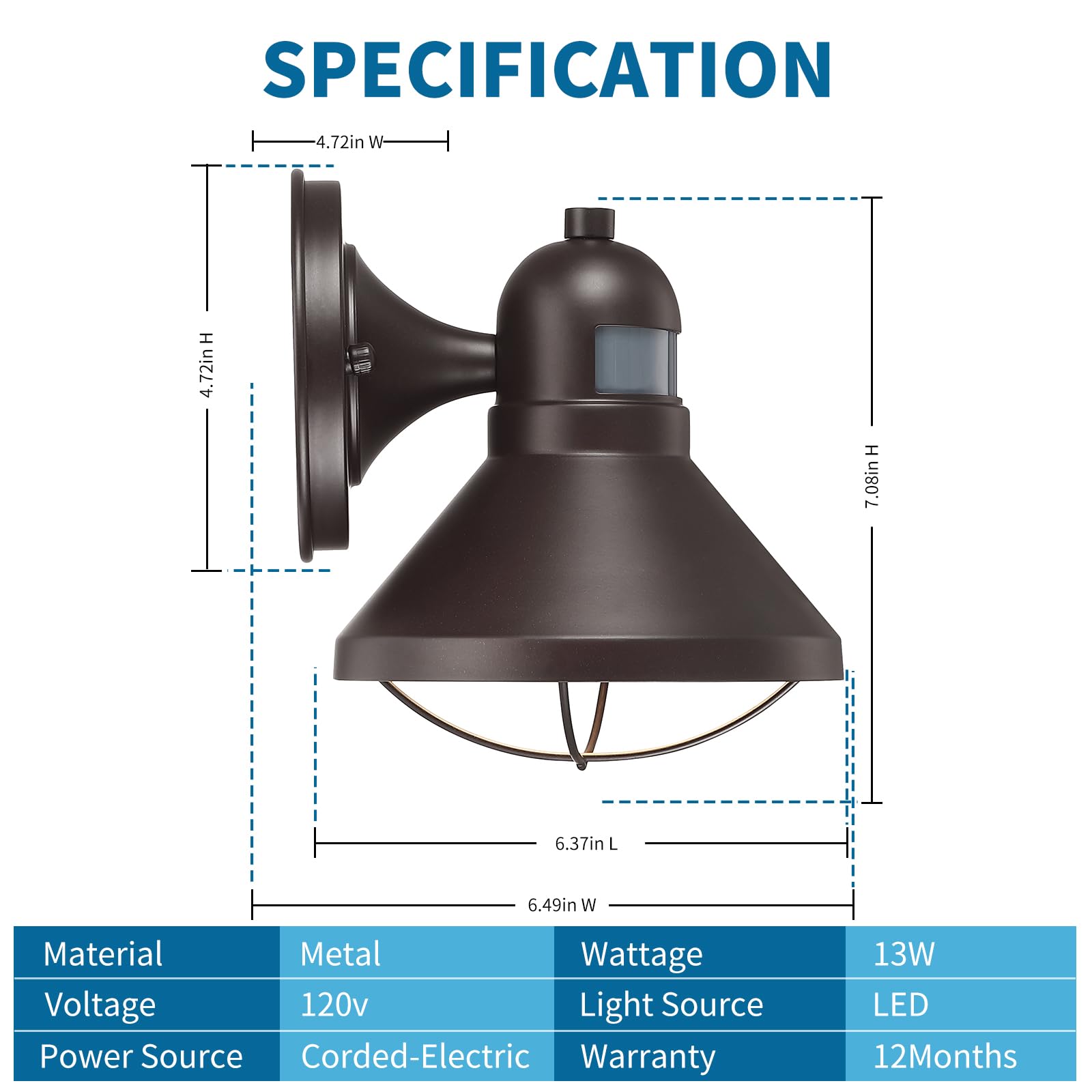 1100 lumen LED output from LONEDRUID outdoor light for clear night lighting.