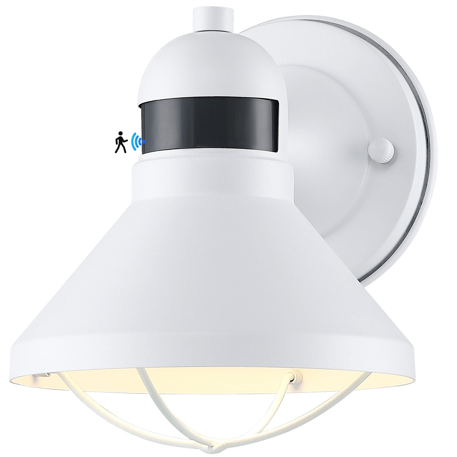 LONEDRUID Dusk-to-Dawn motion-sensor barn light illuminating a doorway automatically