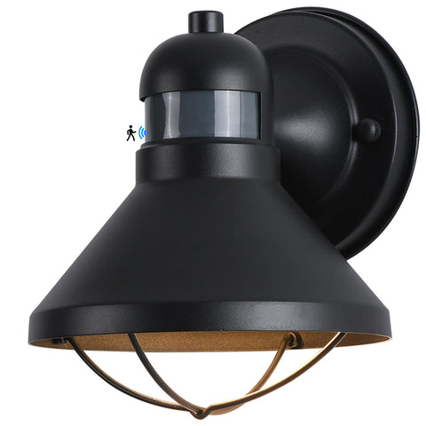 LONEDRUID motion sensor outdoor porch light illuminates entryways at dusk.