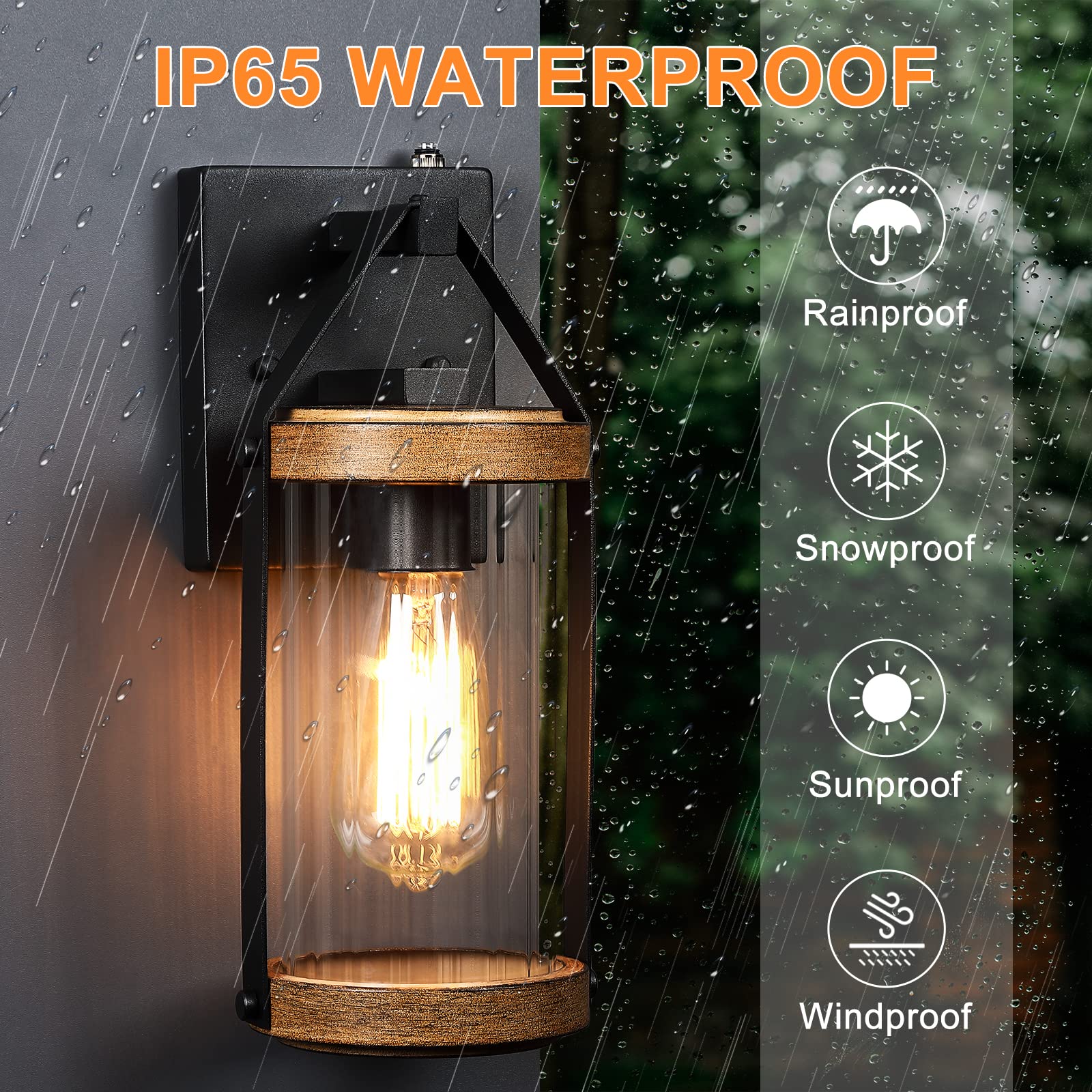LONEDRUID preassembled glass porch light for quick setup and mounting.