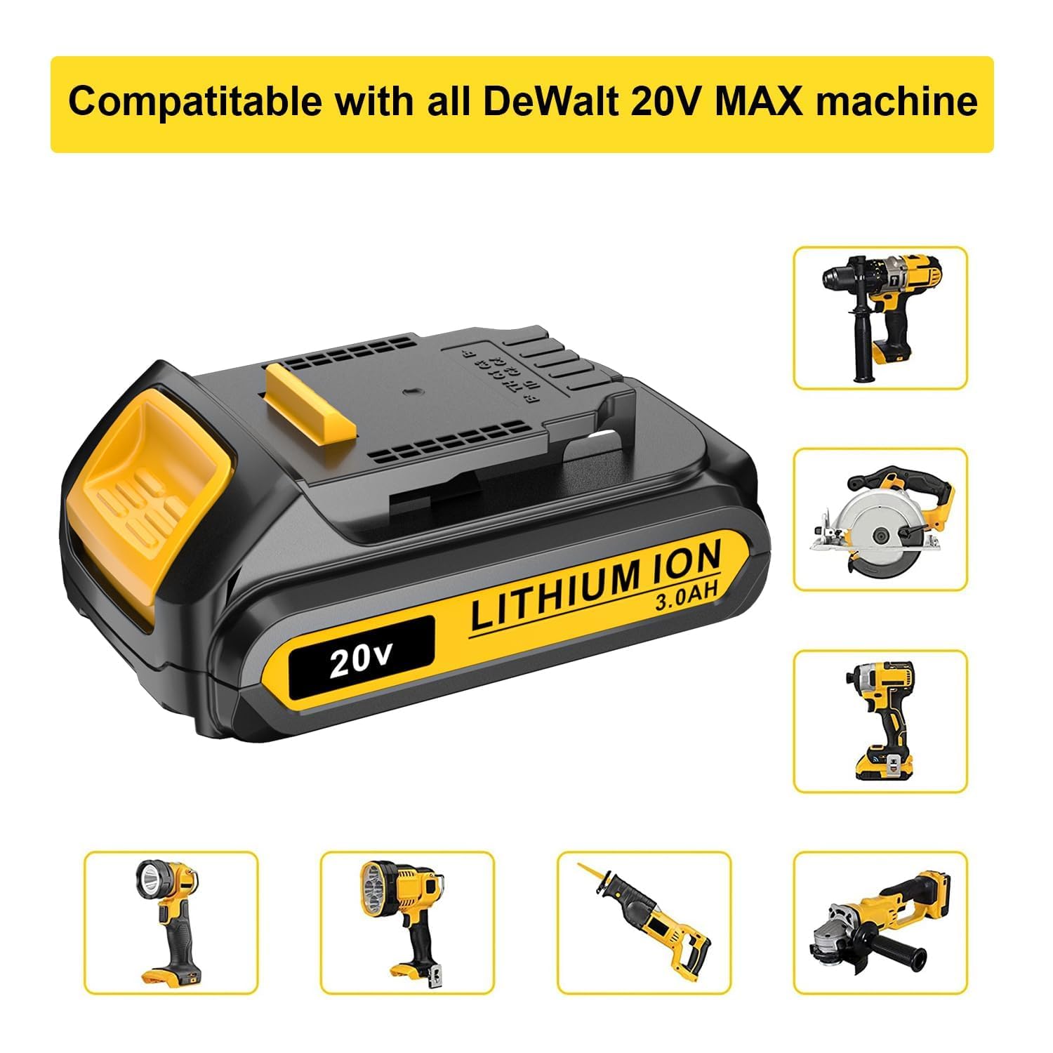 LONG FIT 20V battery installed, showcasing in-use convenience and compatibility.