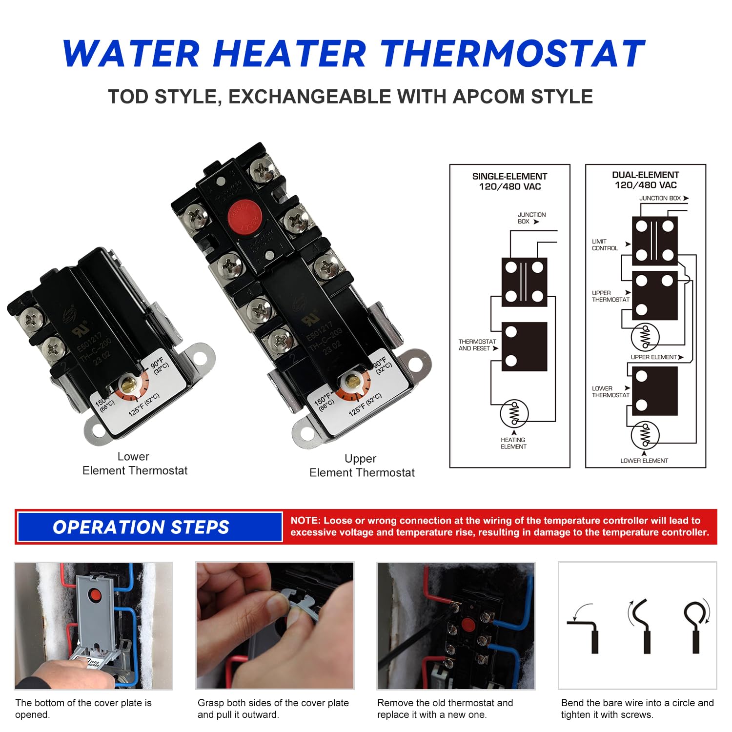 Long Term EWH-05 thermostats enable precise temperature control.