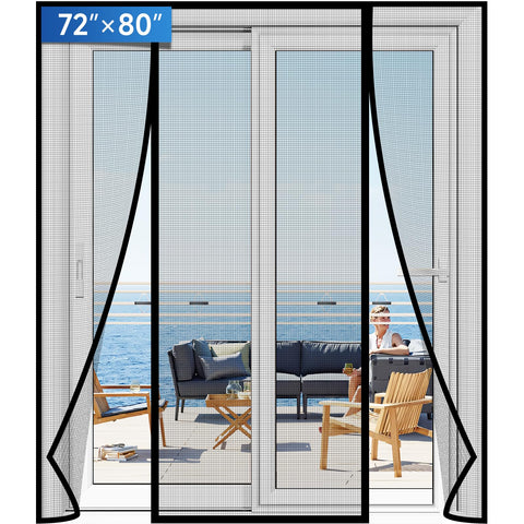 LONGEAS magnetic-screen-door closeup reveals durable PET mesh protecting against insects.