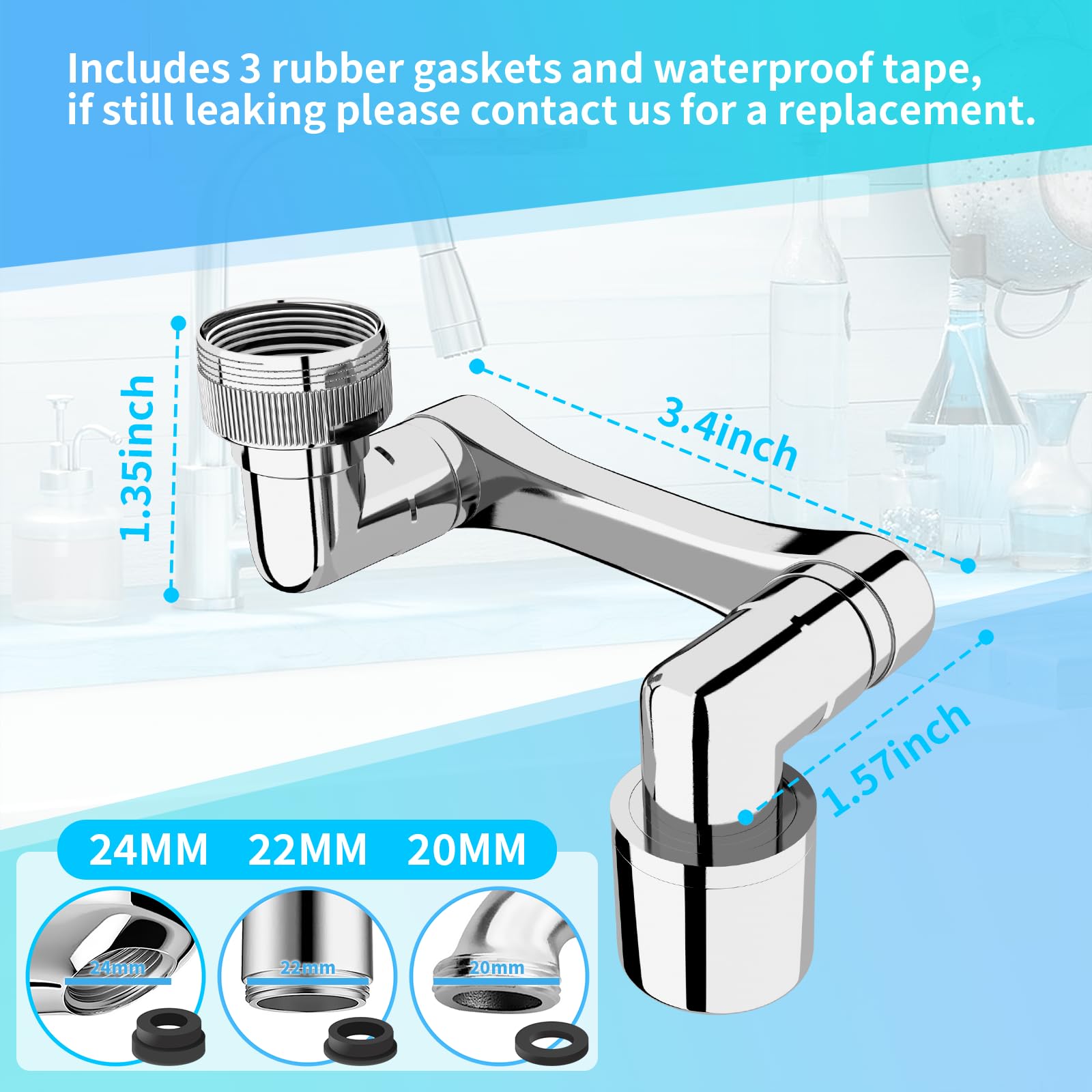 Longing Home universal swivel arm offers flexible angles for facial washing and brushing.