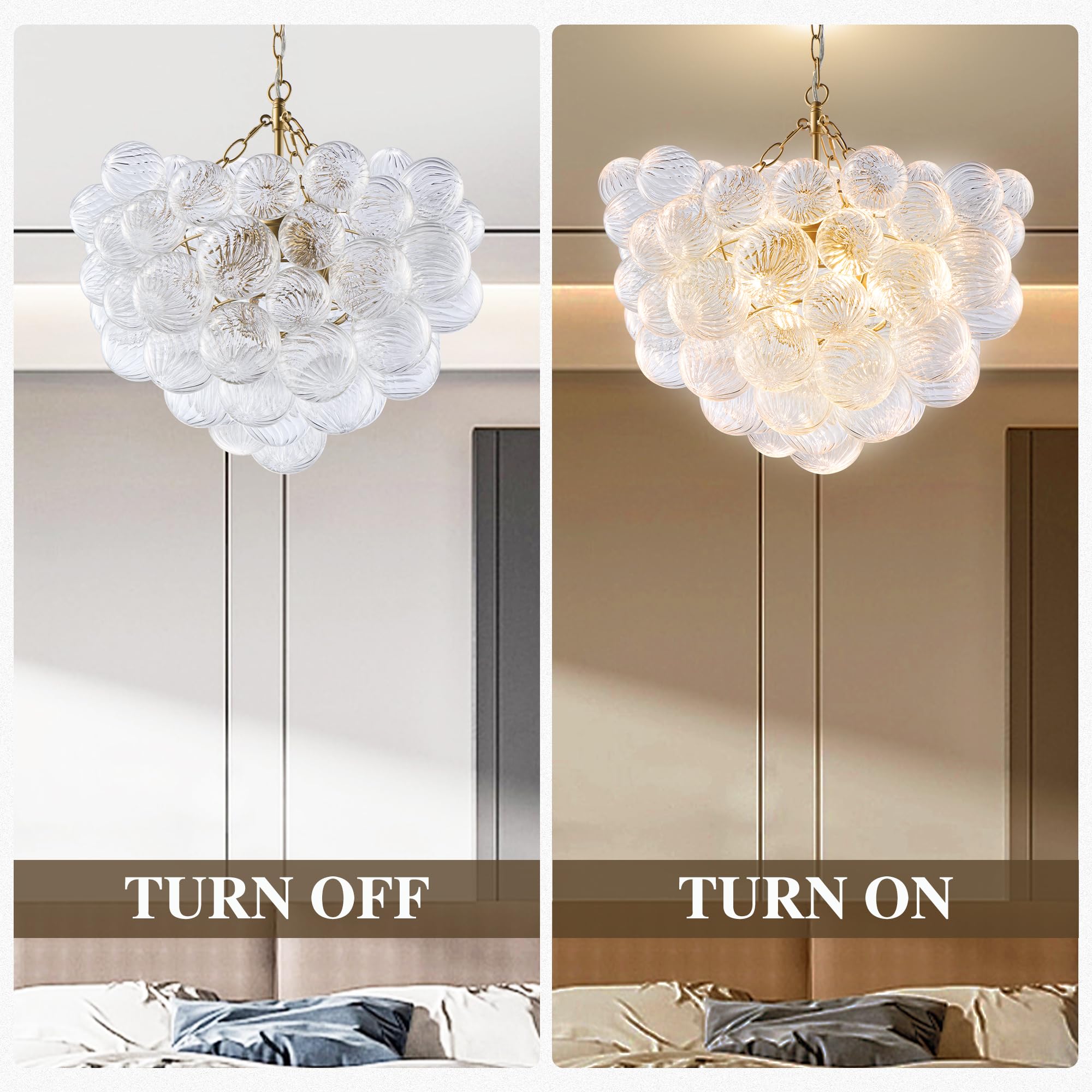 Longree clear and gold blown glass pendant adds opulent sparkle to any room.
